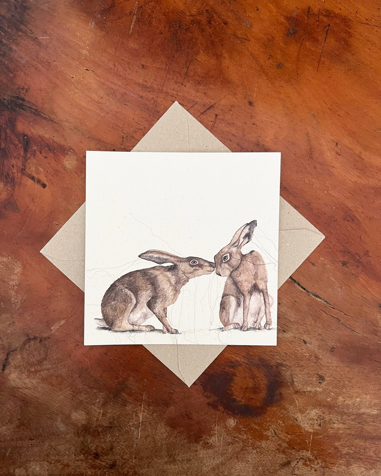 Two Hares Greetings Card