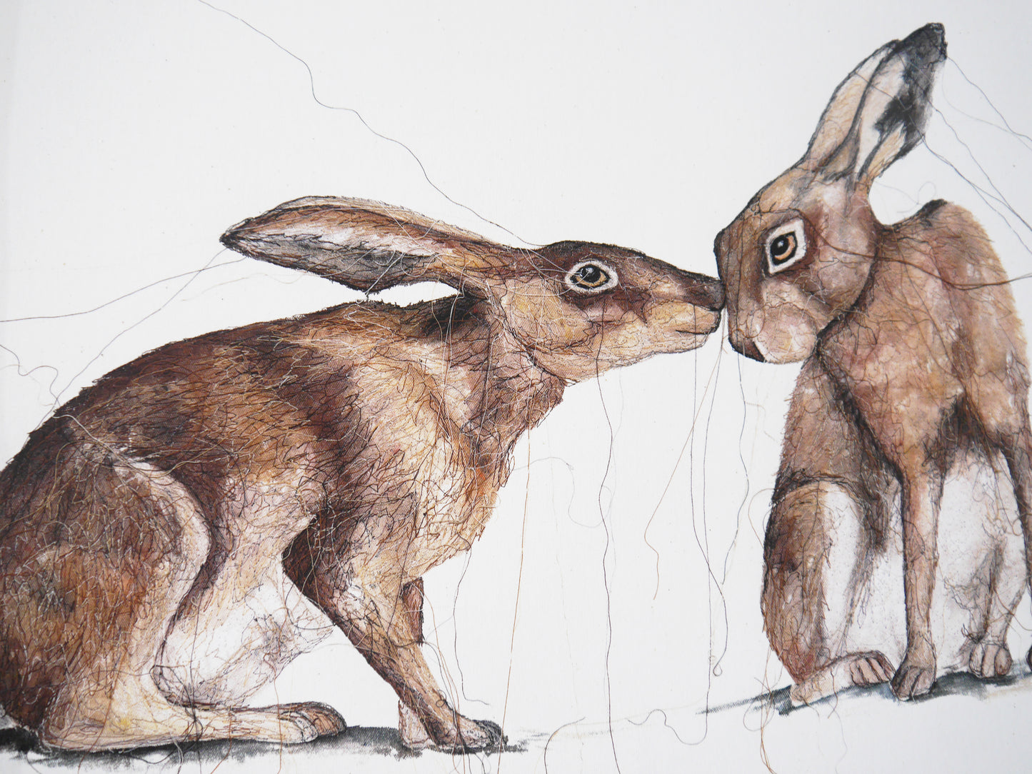 Large Two Hares Print in Bespoke Painted Frame