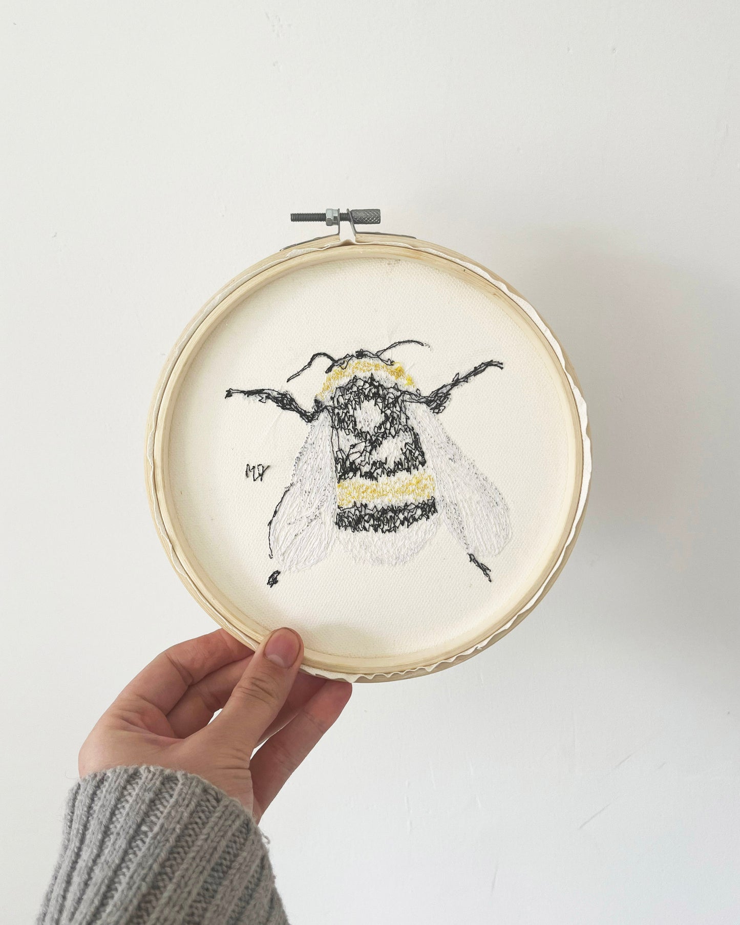 Bee Embroidered Hoop Picture