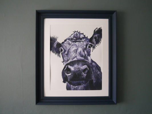 Large Cow Print in Bespoke Painted Frame