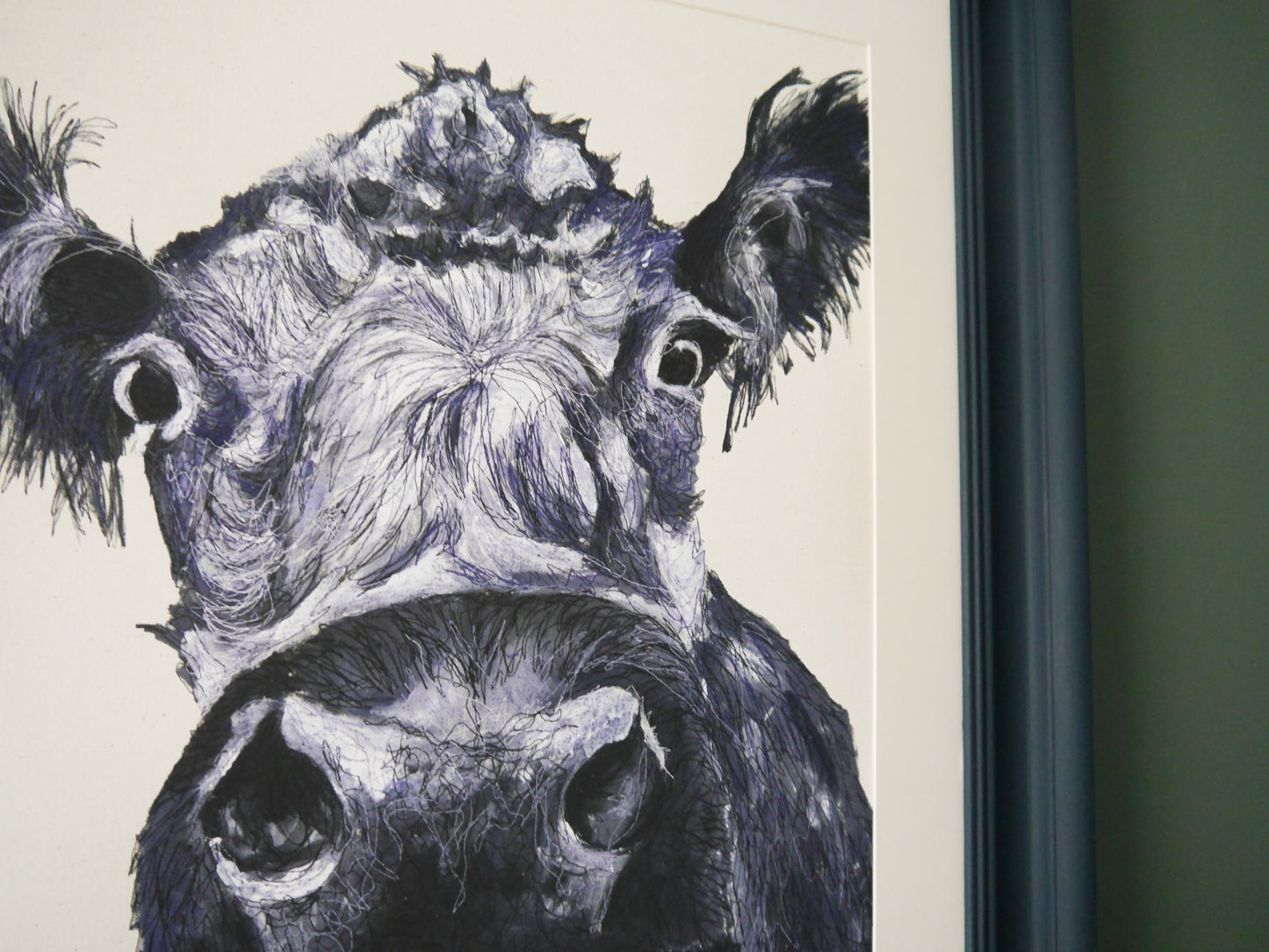 Large Cow Print in Bespoke Painted Frame