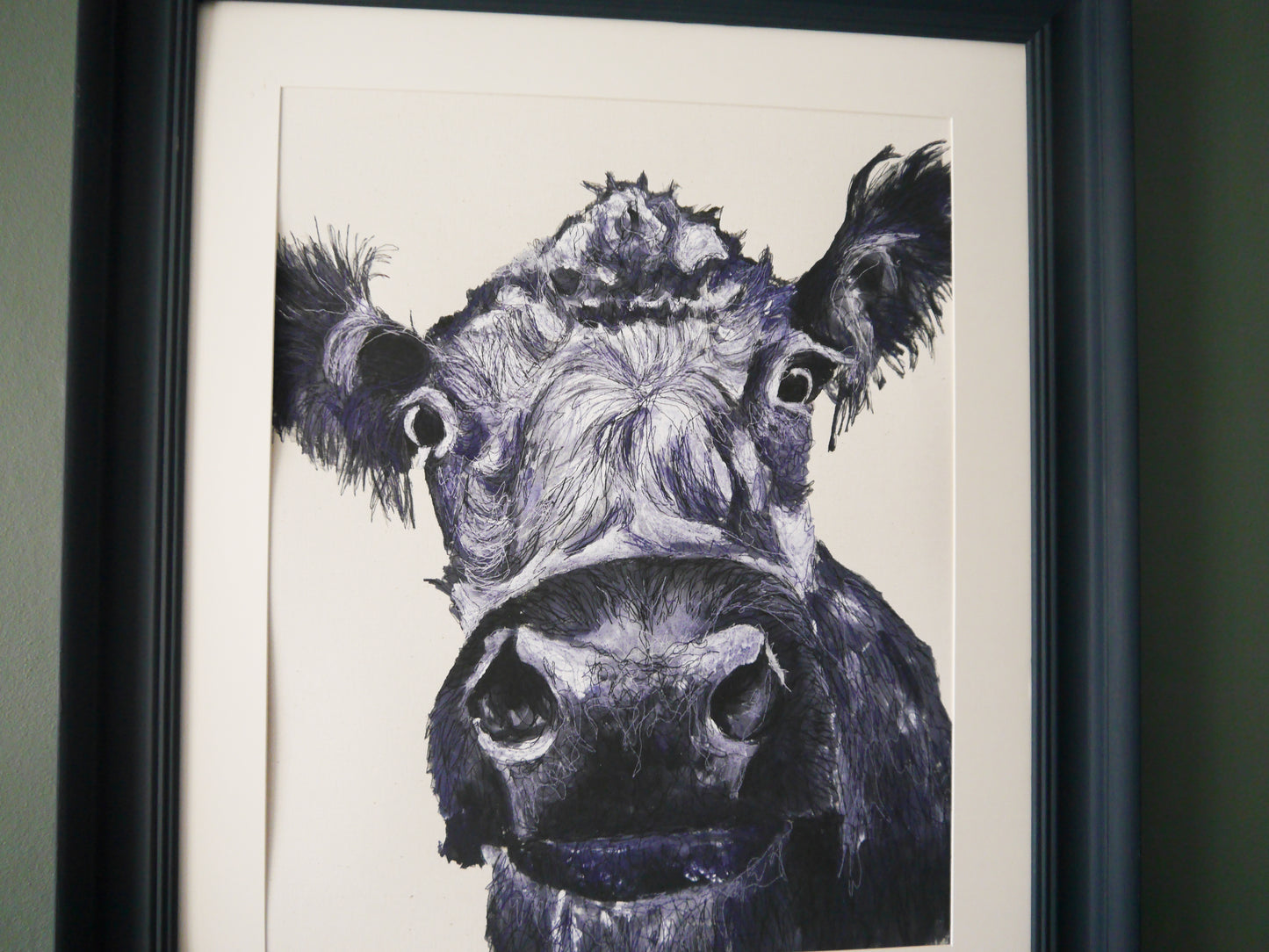 Large Cow Print in Bespoke Painted Frame