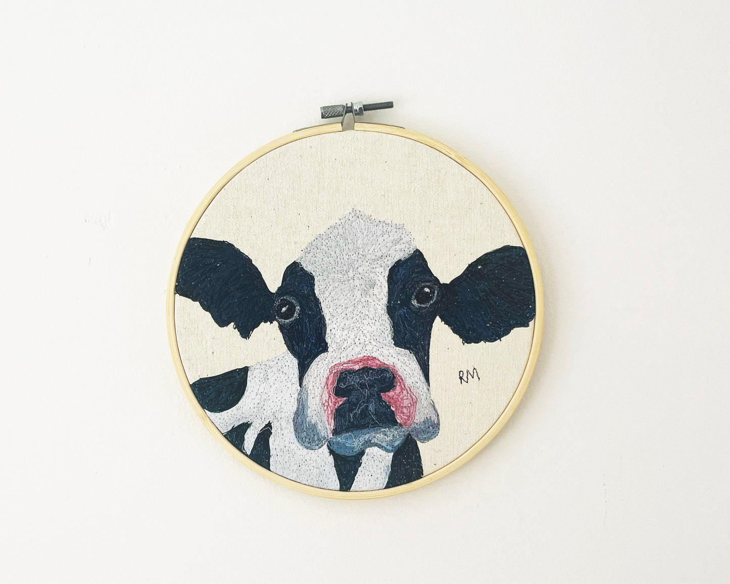 Cow Embroidery Hoop Picture