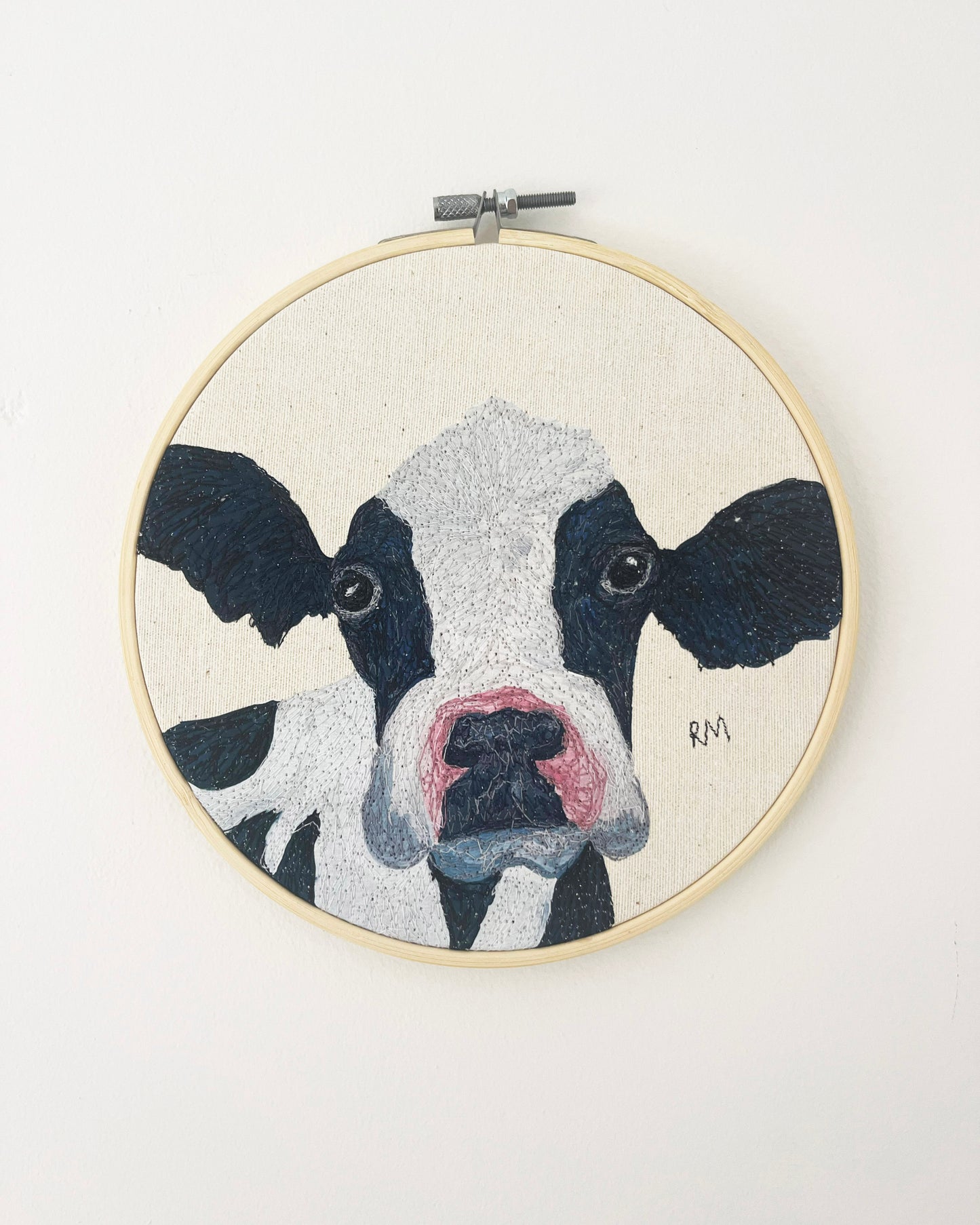 Cow Embroidery Hoop Picture