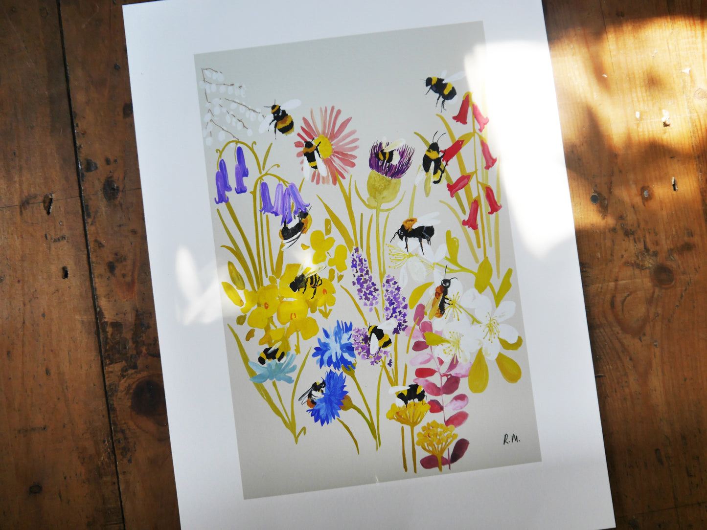 Bees on Blooms Art Print