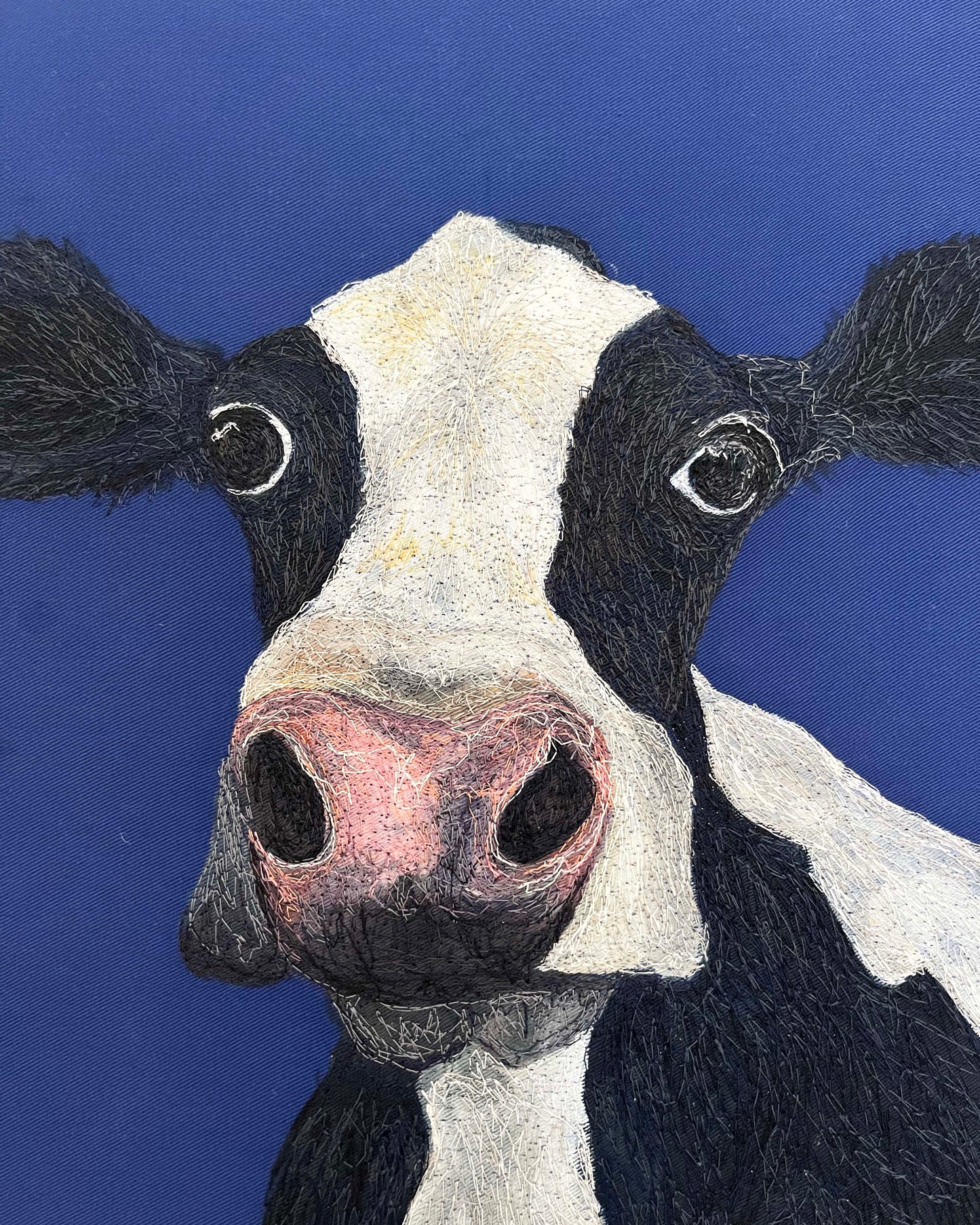 Friesian Cow Embroidered Canvas