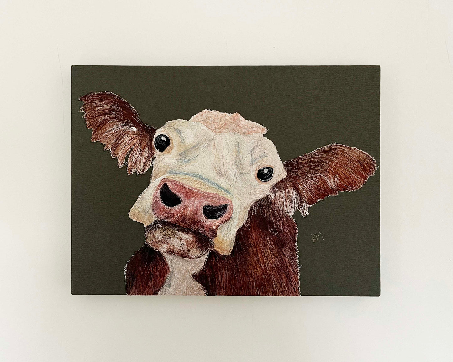 Hereford Cow Embroidered Canvas