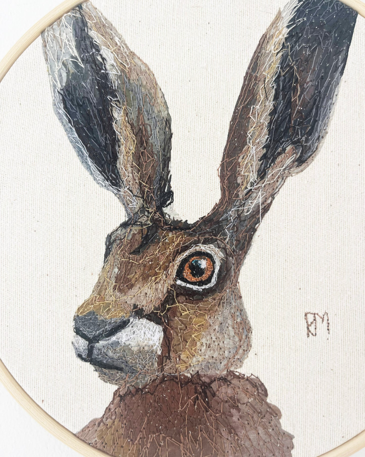 Hare Embroidery Hoop Picture