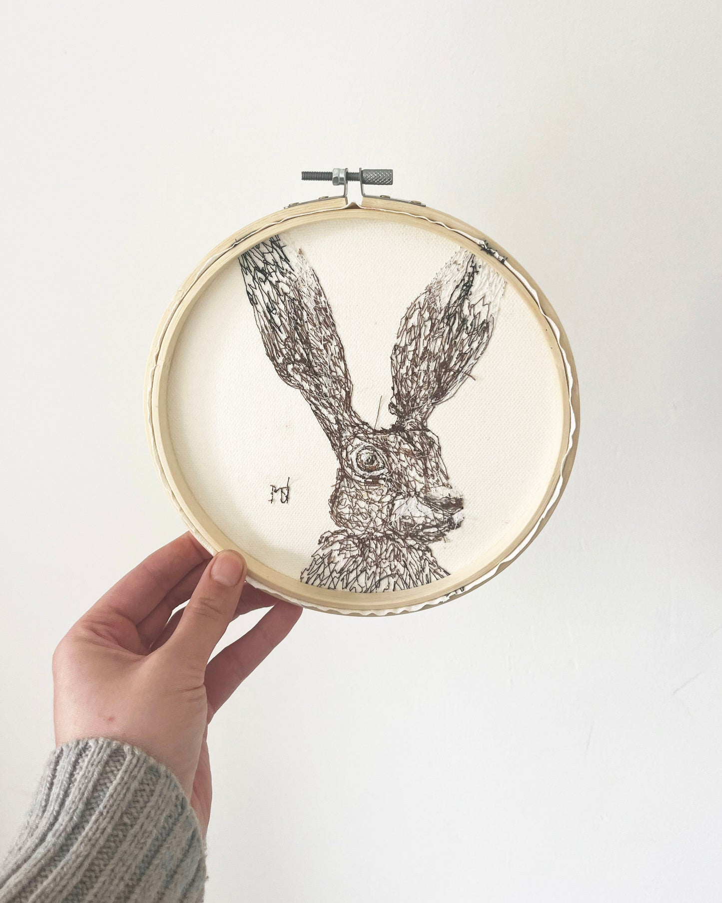 Hare Embroidery Hoop Picture