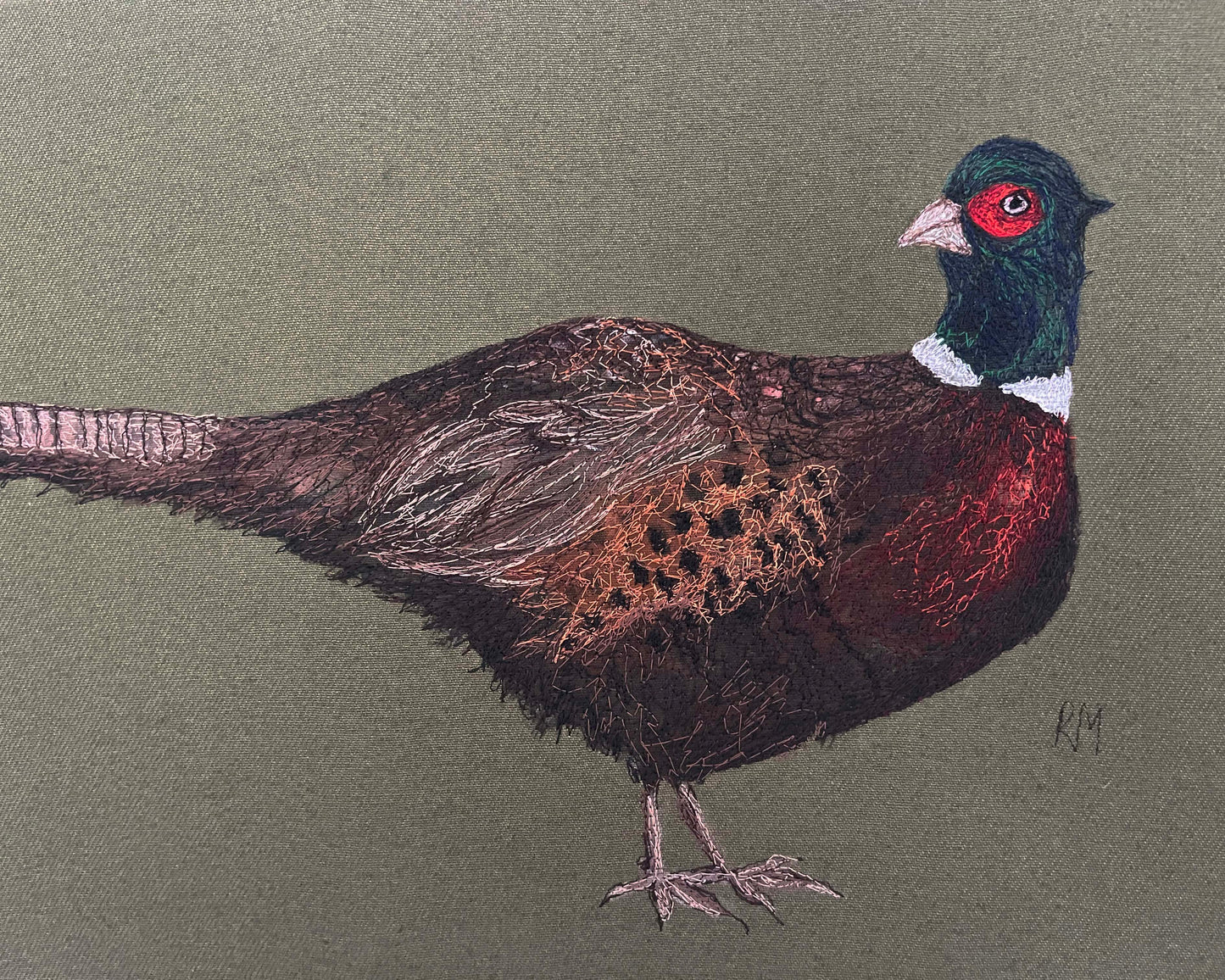 Pheasant Embroidered Canvas