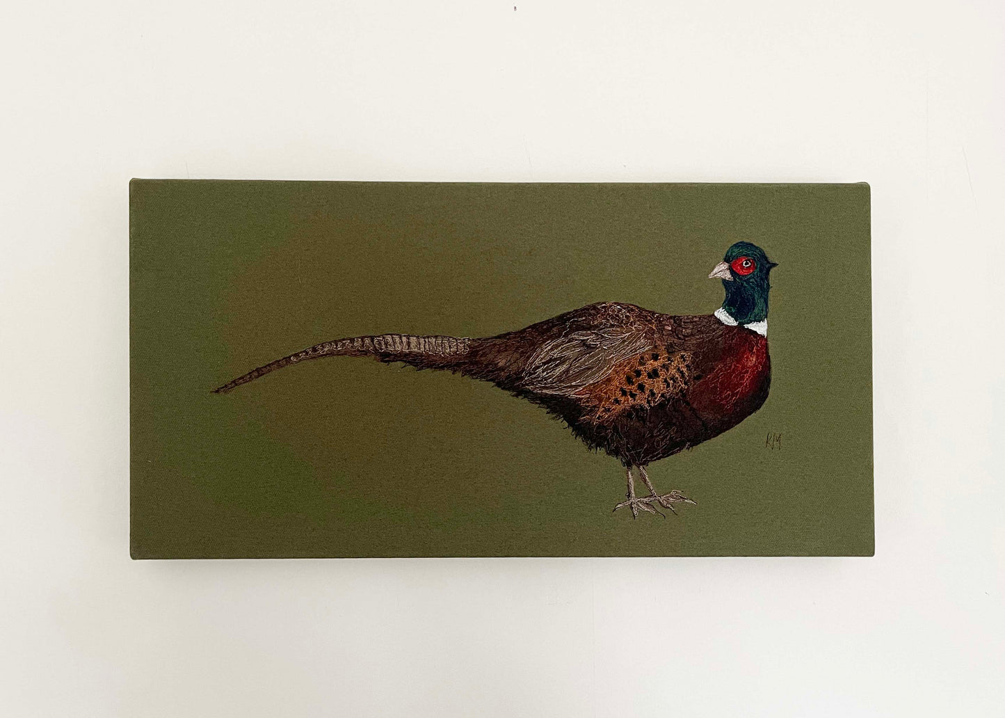 Pheasant Embroidered Canvas