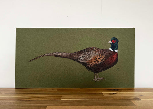 Pheasant Embroidered Canvas