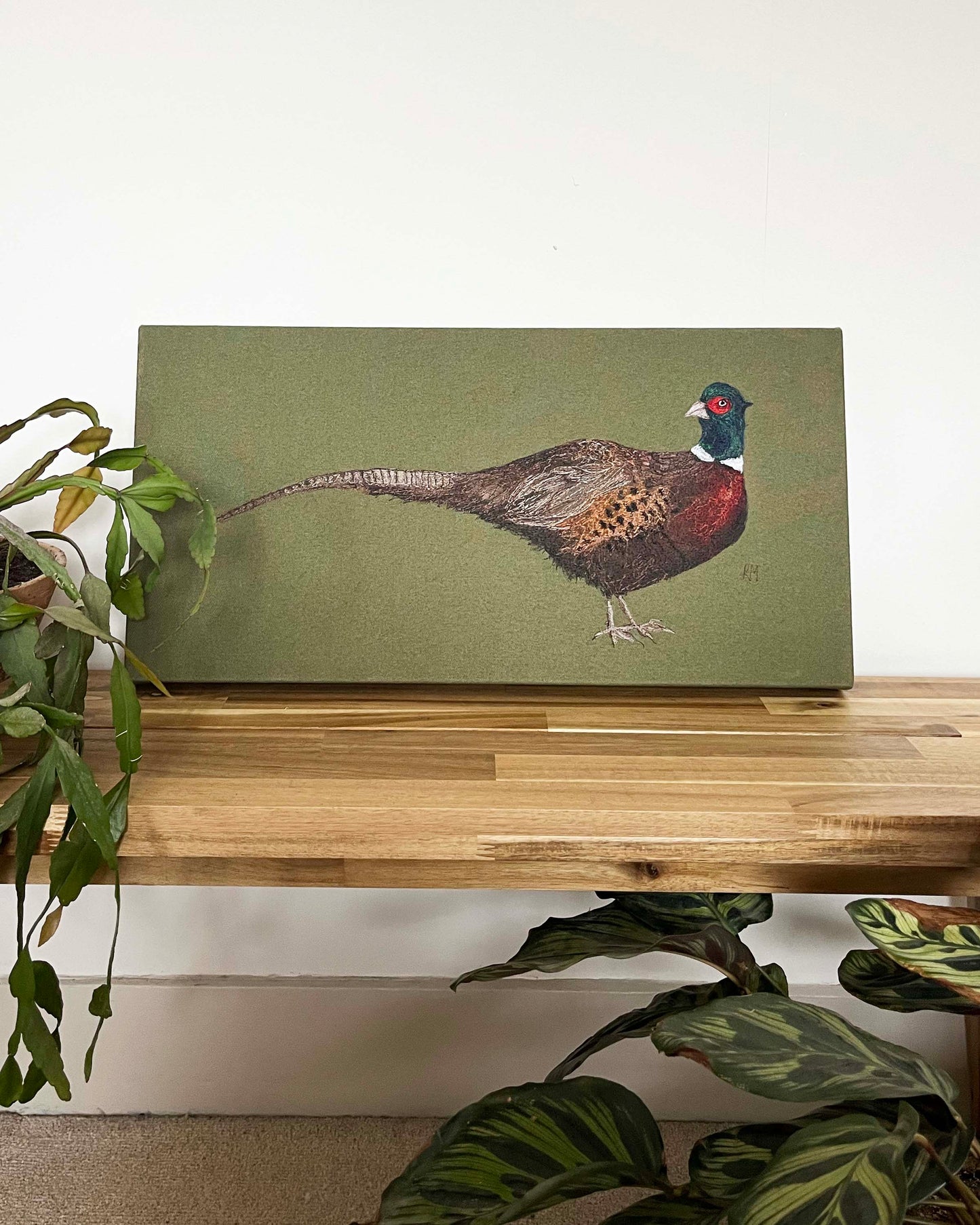 Pheasant Embroidered Canvas