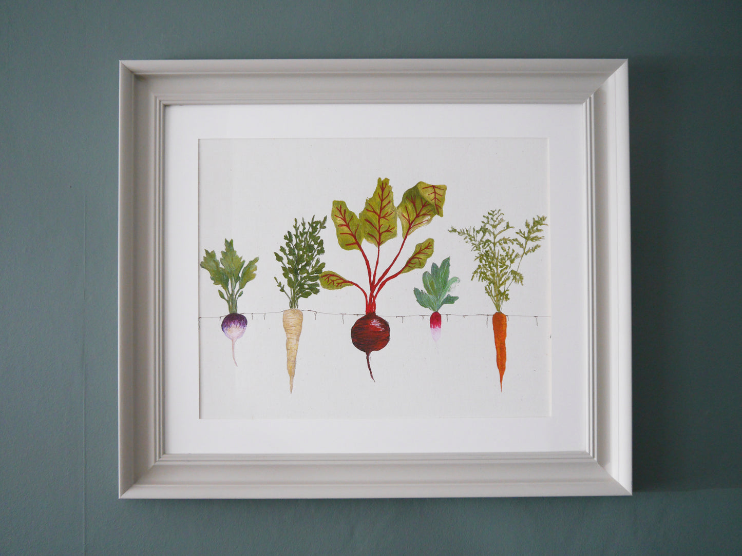 Large Vegetables Print in Bespoke Painted Frame