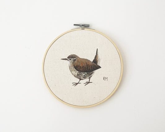 Wren Embroidery Hoop Picture