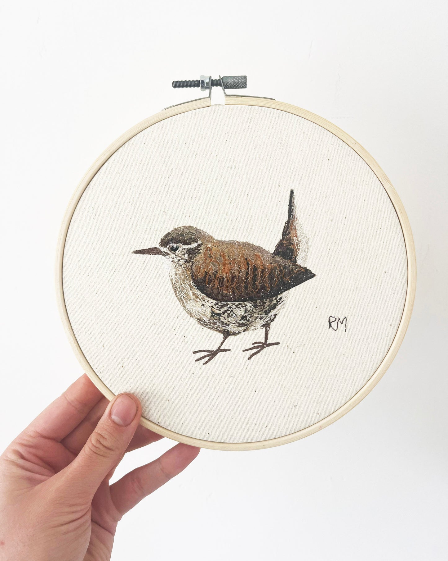 Wren Embroidery Hoop Picture