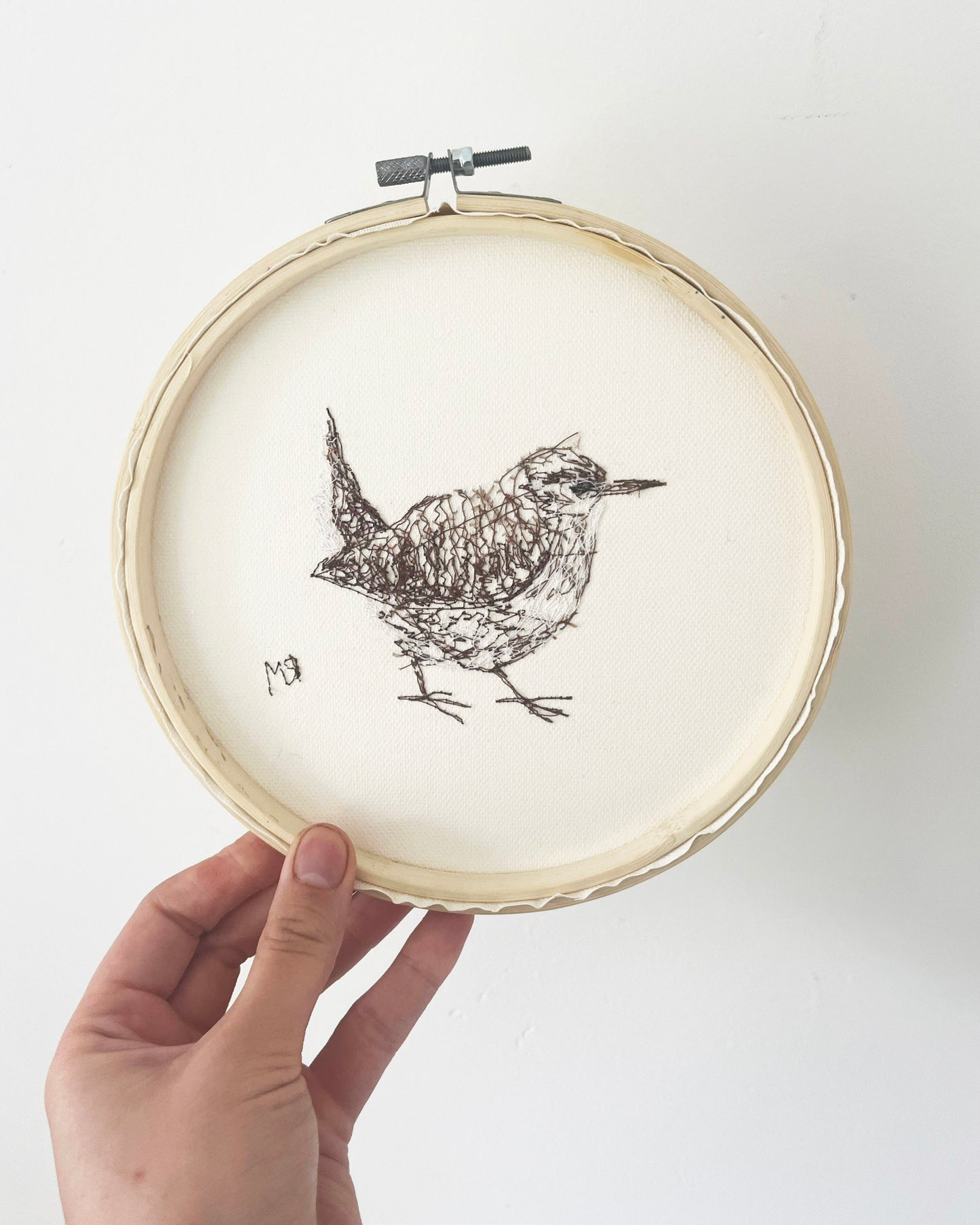 Wren Embroidery Hoop Picture