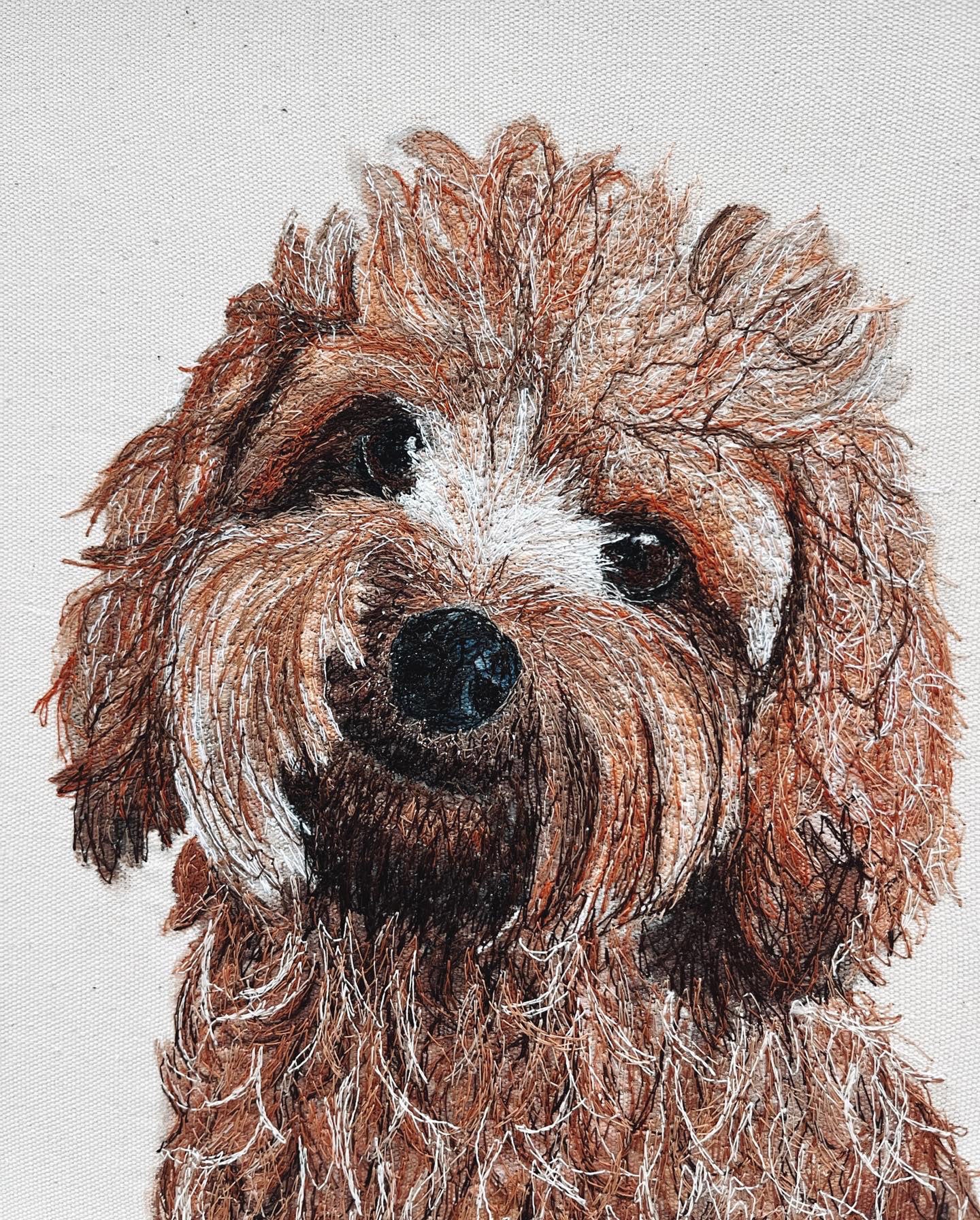 Custom Framed Embroidery Pet Portrait  Book Consultation